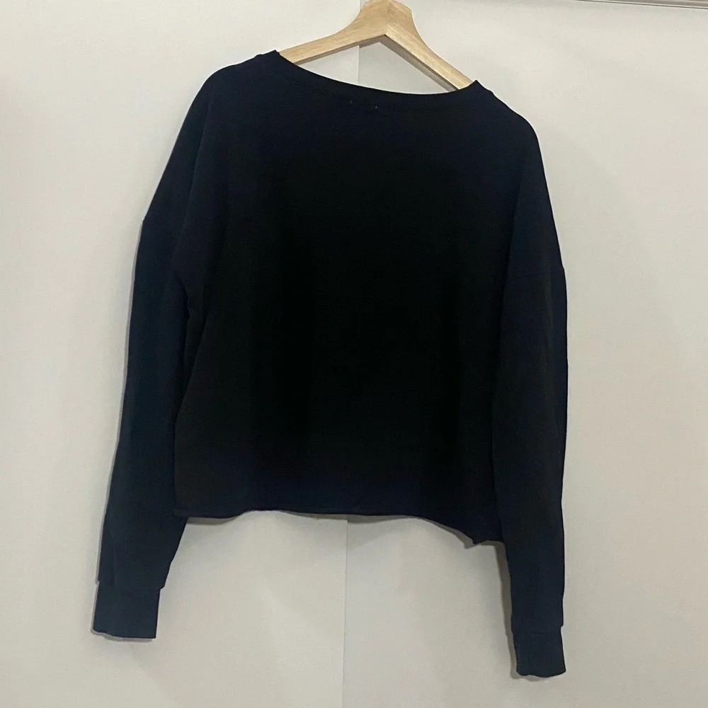Disney Mickey Mouse by trf black cropped crewneck dropped shoulder sweater s M - Picture 4 of 8